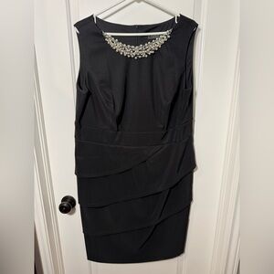 🖤 Dressbarn Collection Black Cocktail Dress – Women’s Size 16 – Pearl Neckline